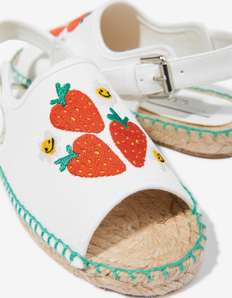 Girls Strawberry Espadrilles in Ivory
