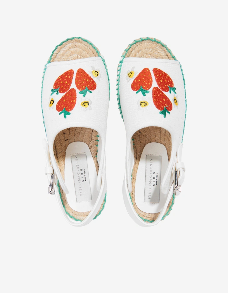 Girls Strawberry Espadrilles in Ivory