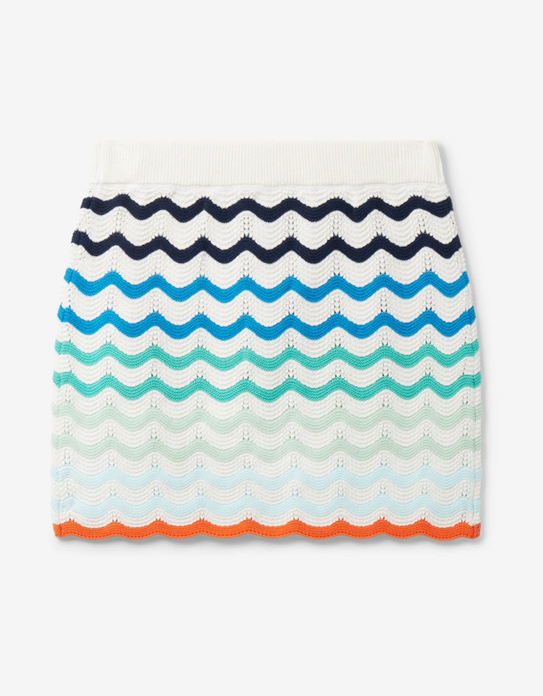 Girls Wavy Crochet Skirt in Blue