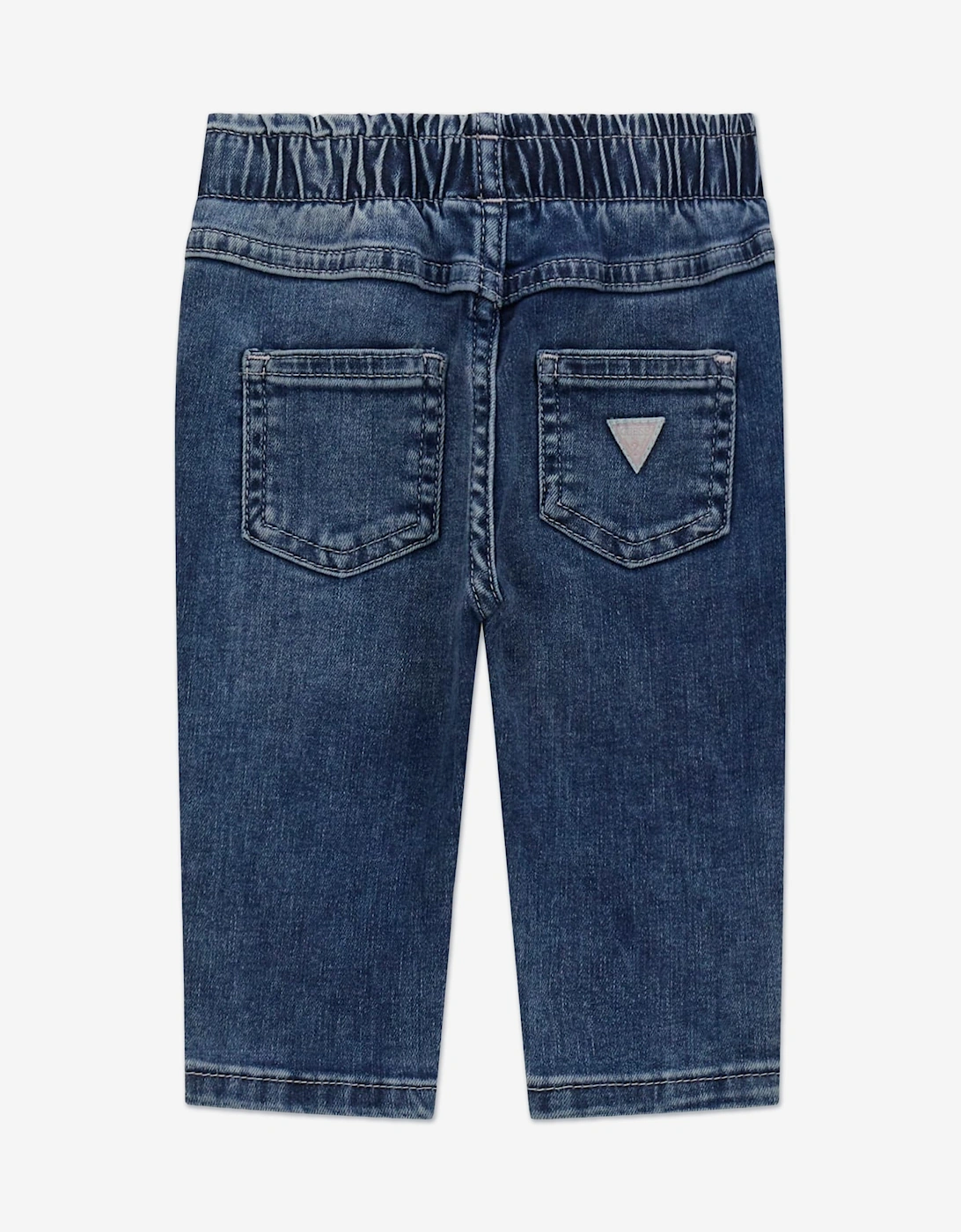 Baby Girls Stretch Denim Logo Pants in Blue
