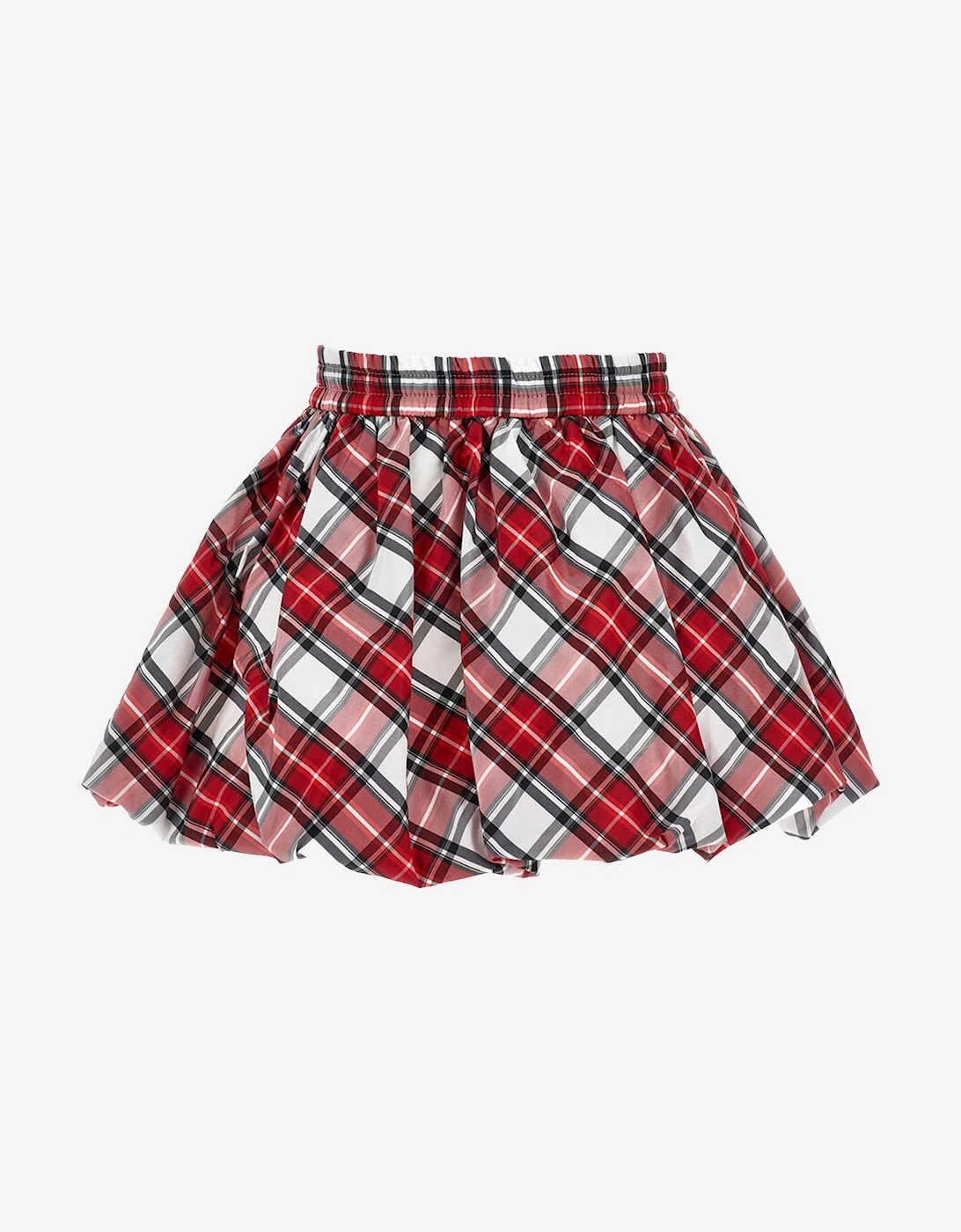 Girls Tartan Taffeta Balloon Skirt in Red