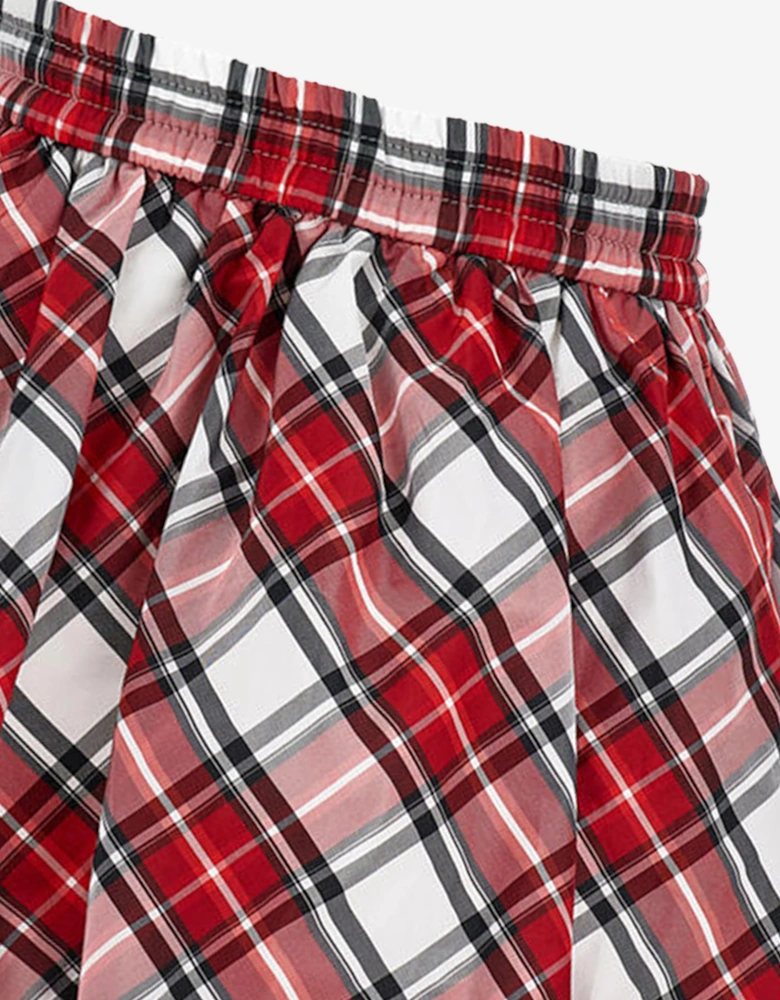 Girls Tartan Taffeta Balloon Skirt in Red