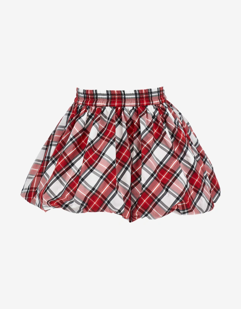 Girls Tartan Taffeta Balloon Skirt in Red