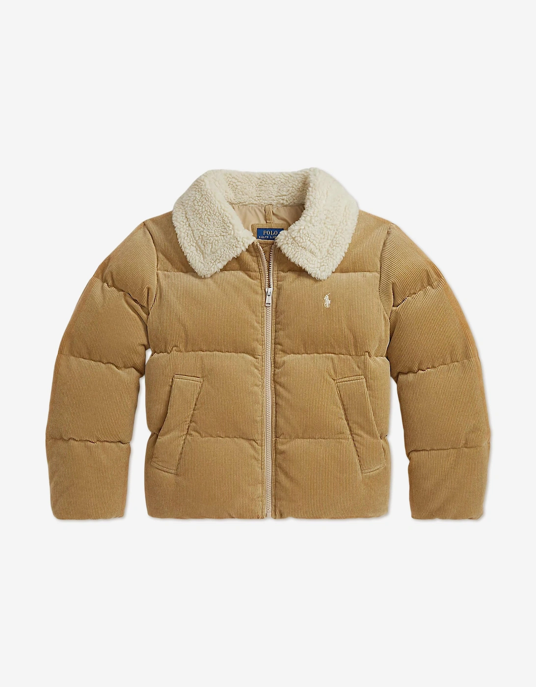 Girls Corduroy Puffer Jacket in Beige, 5 of 4