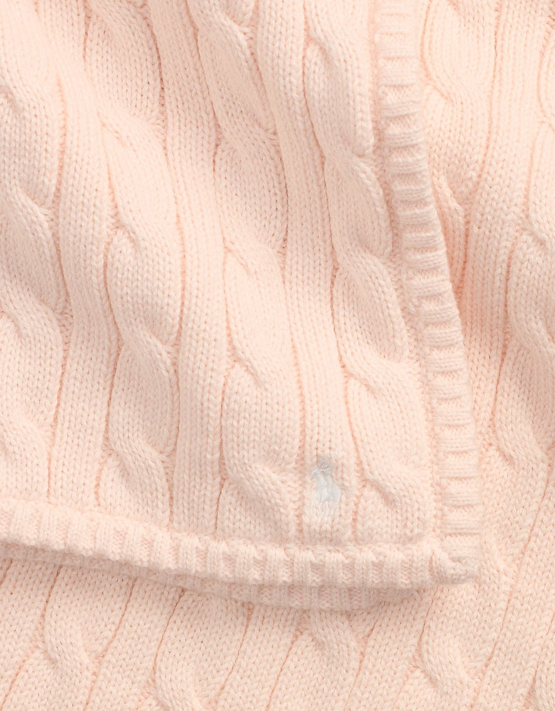 Baby Girls Cotton Cable Knit Blanket in Pink (101cm)