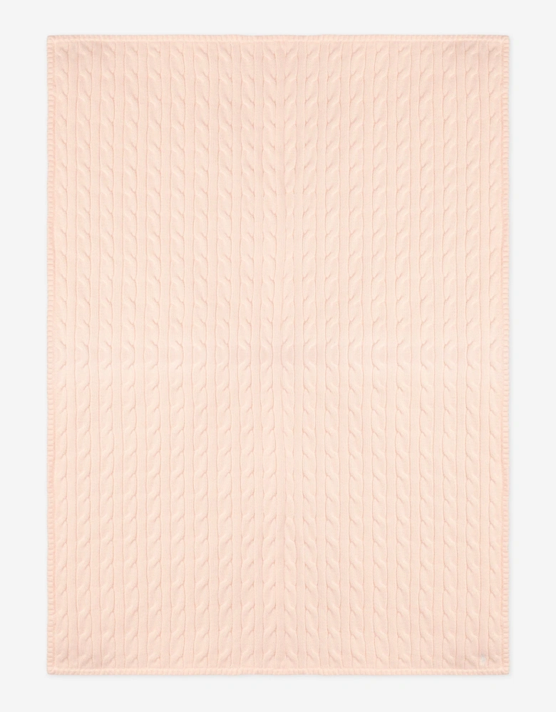Baby Girls Cotton Cable Knit Blanket in Pink (101cm)