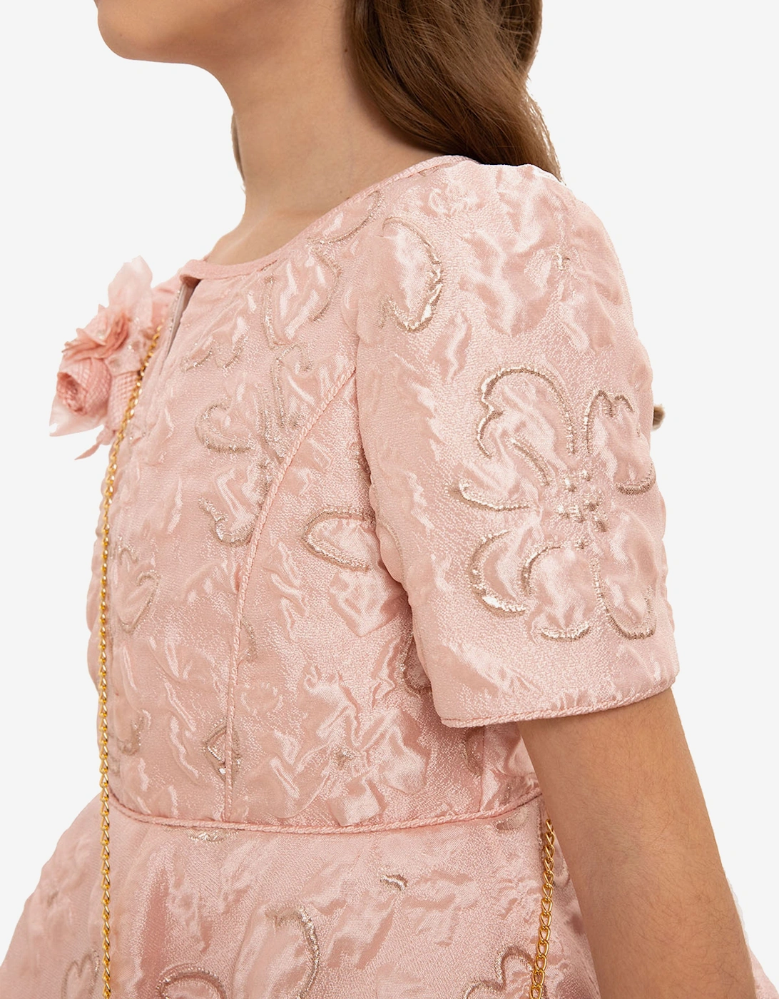 Girls Elegant Dress with Matching Bag in Pink
