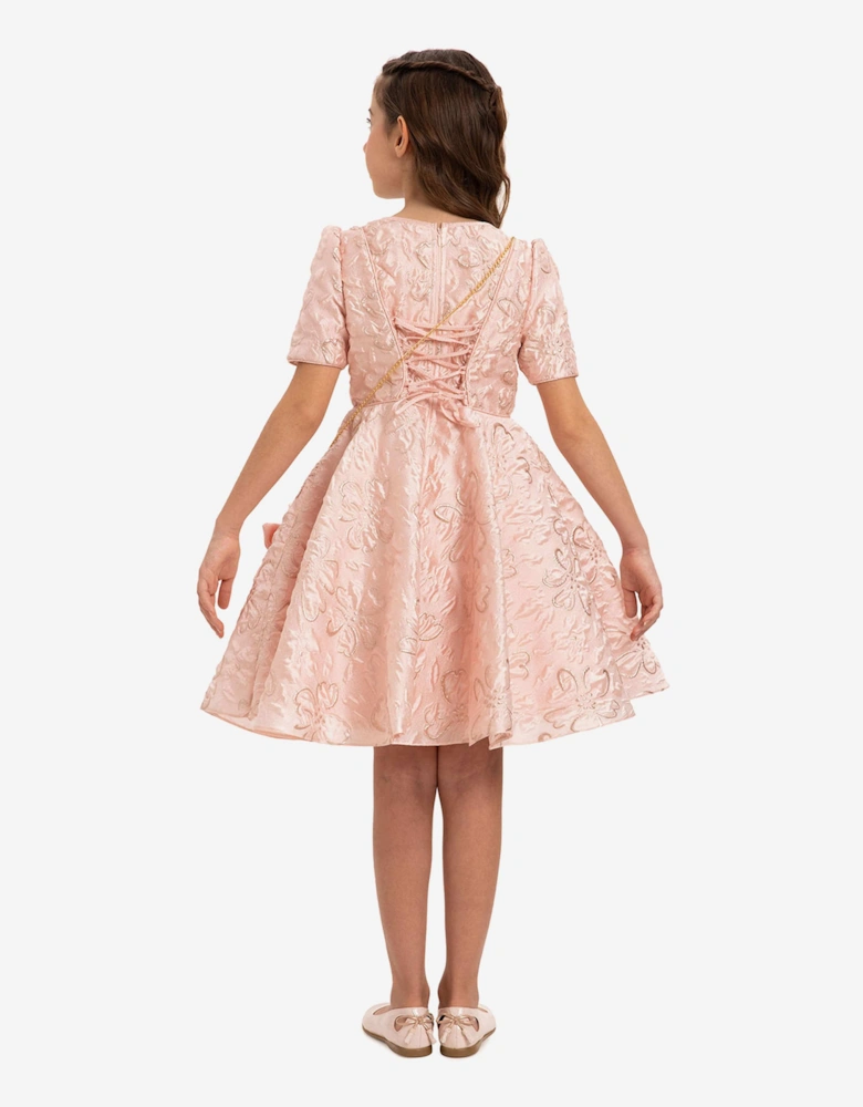 Girls Elegant Dress with Matching Bag in Pink