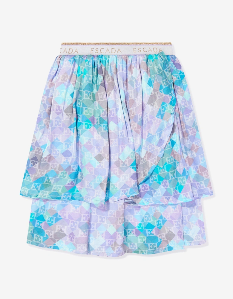 Girls Layered Skirt in Blue