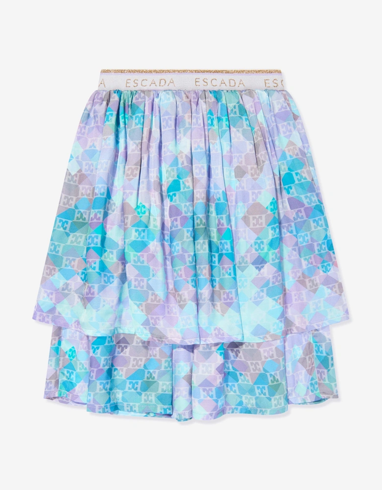Girls Layered Skirt in Blue