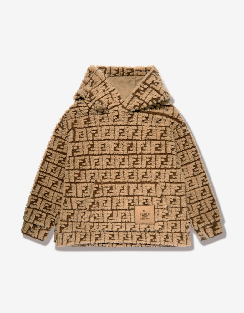 Kids FF Teddy Wool Hoodie in Beige