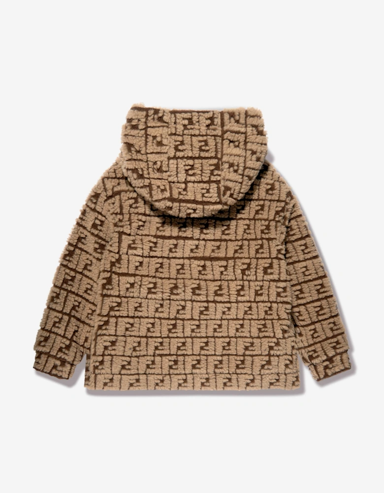 Kids FF Teddy Wool Hoodie in Beige