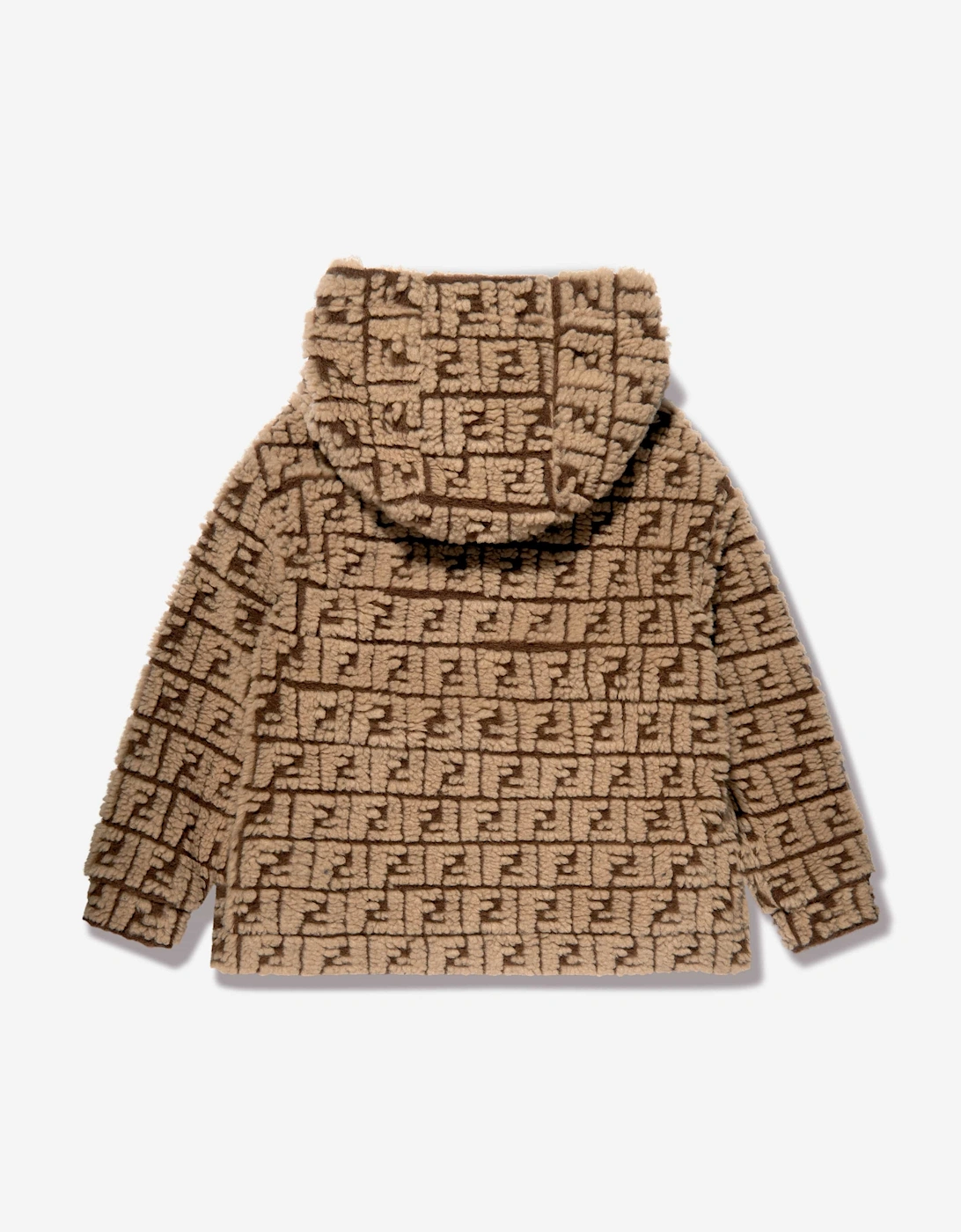 Kids FF Teddy Wool Hoodie in Beige