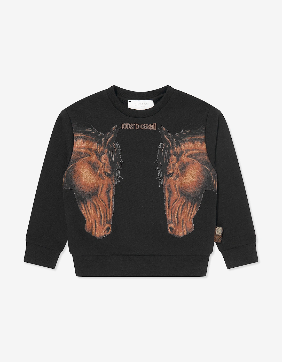 Roberto Cavalli Boys Black 'S Horses Sweatshirt In - Size: 16 Years Kids