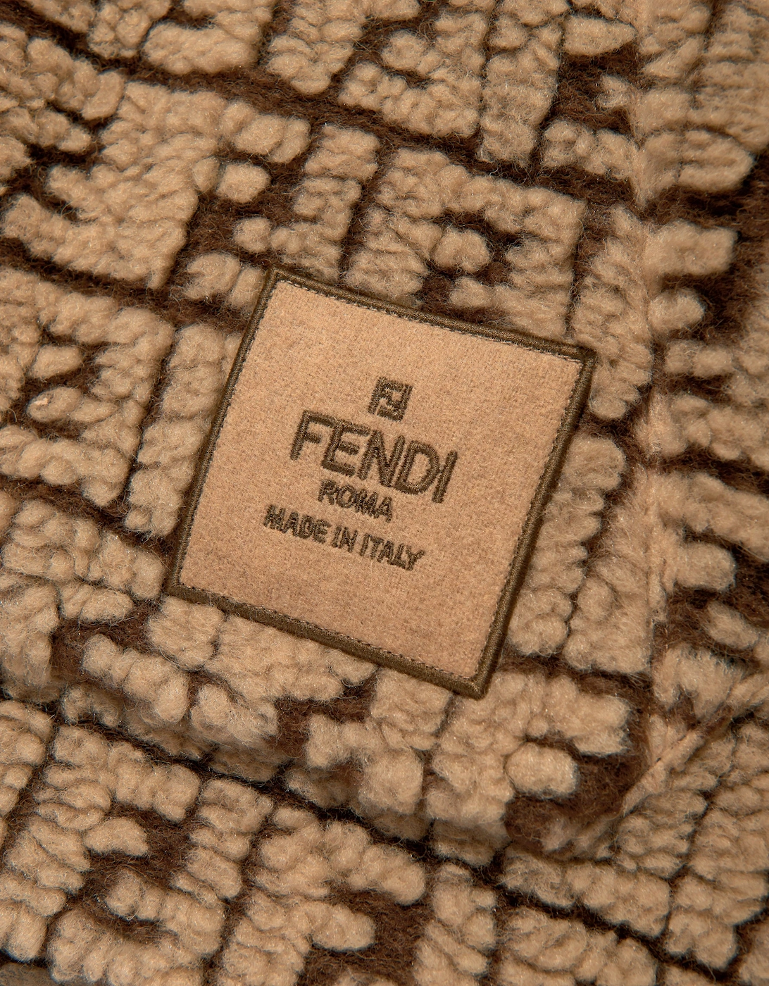 Kids FF Teddy Wool Hoodie in Beige