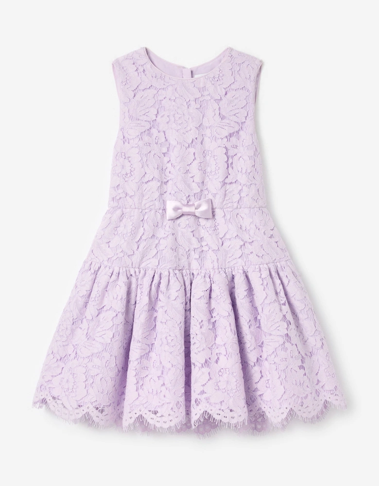 Girls Sleeveless Lace Dress in Purple