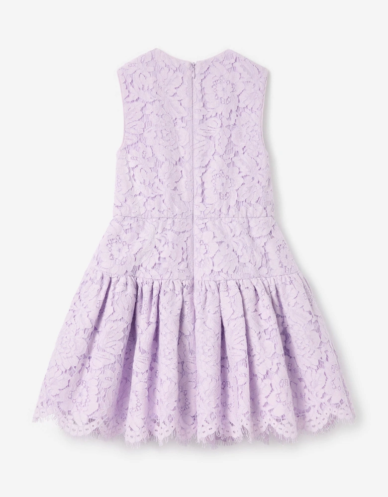 Girls Sleeveless Lace Dress in Purple