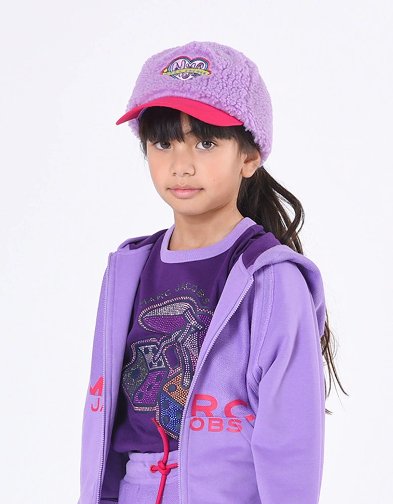 Girls Faux Shearling Cap in Purple