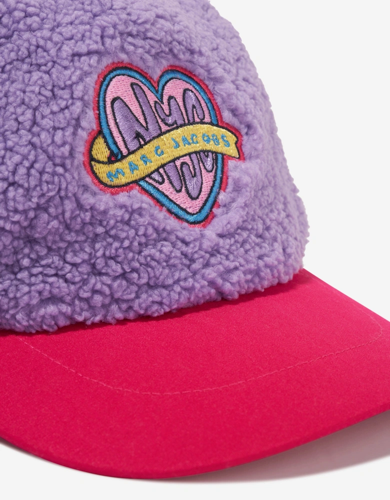 Girls Faux Shearling Cap in Purple