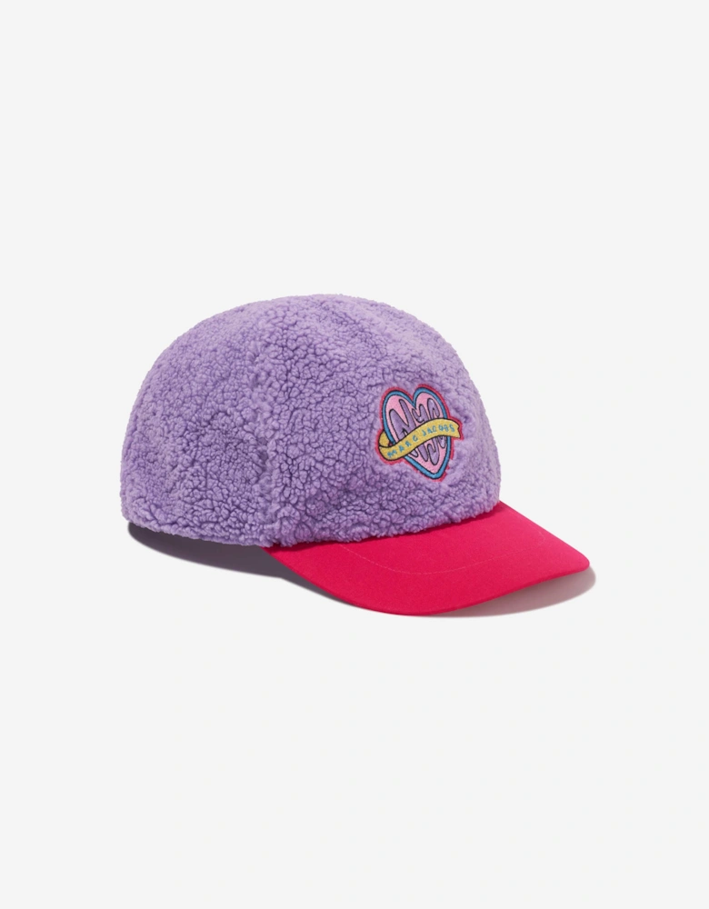 Girls Faux Shearling Cap in Purple