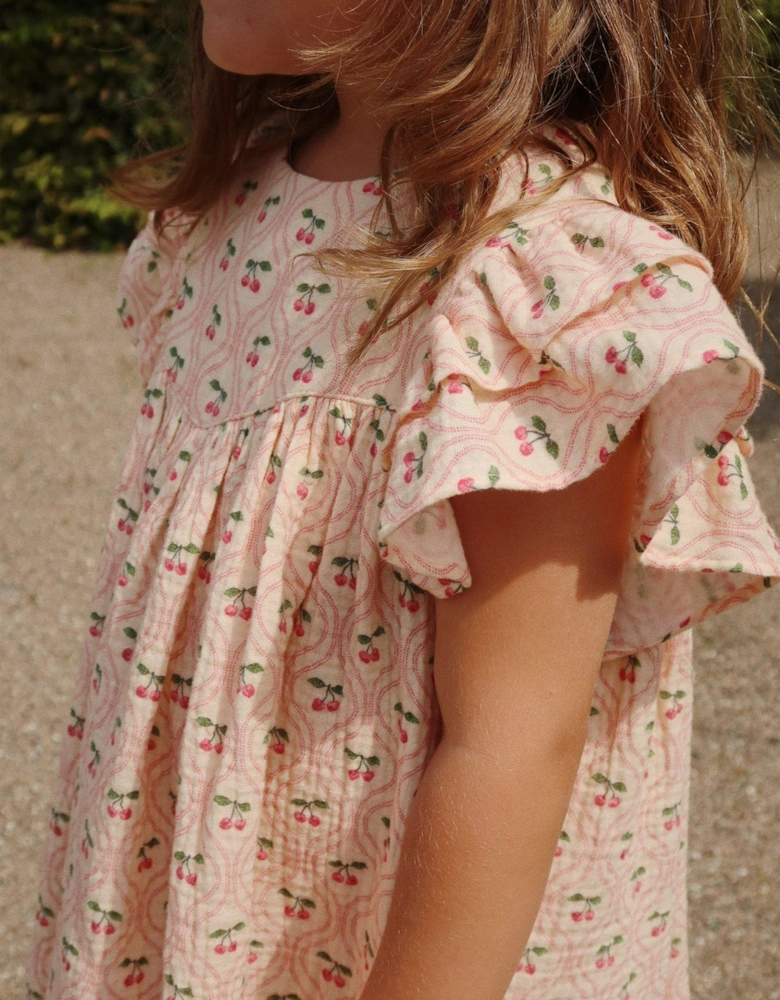 Girls Coco Cherry Dress in Pink
