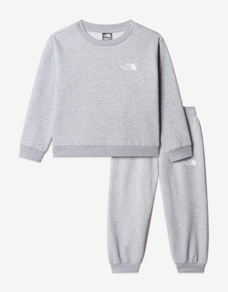 Kids Simple Dome Fleece Tracksuit in Grey