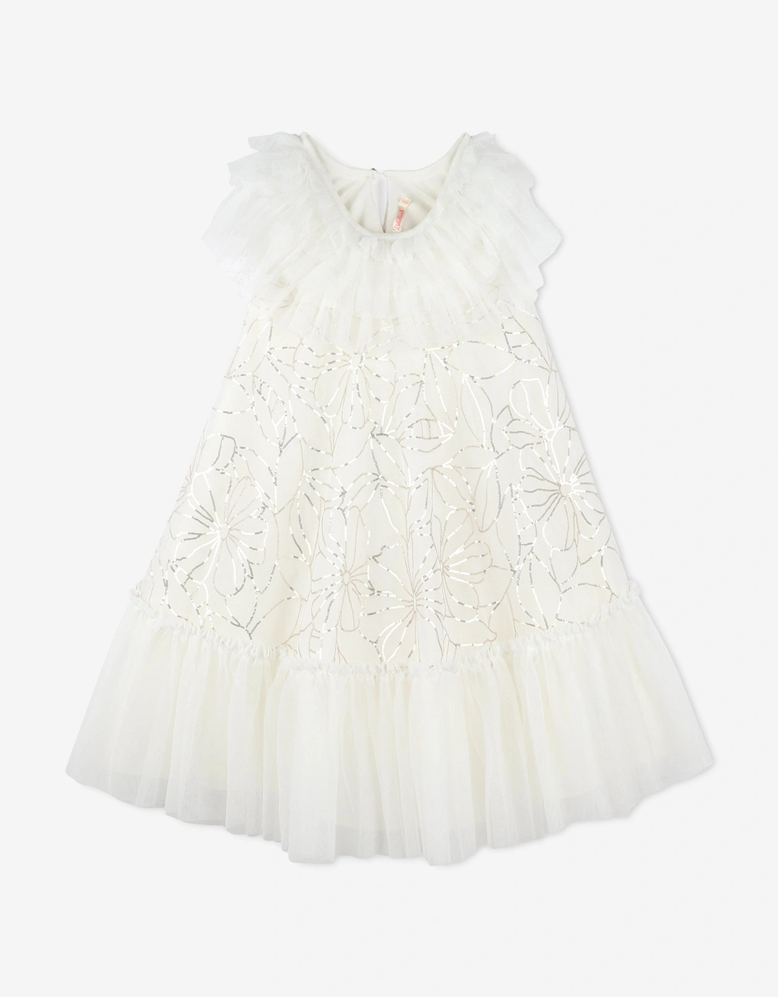 Billieblush Girls Sequin Flower Tulle Dress in Ivory, 5 of 4
