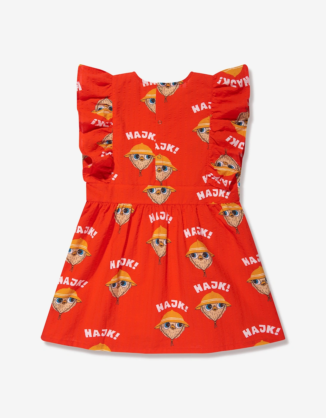 Girls Hike Woven Ruffle Dress in Red