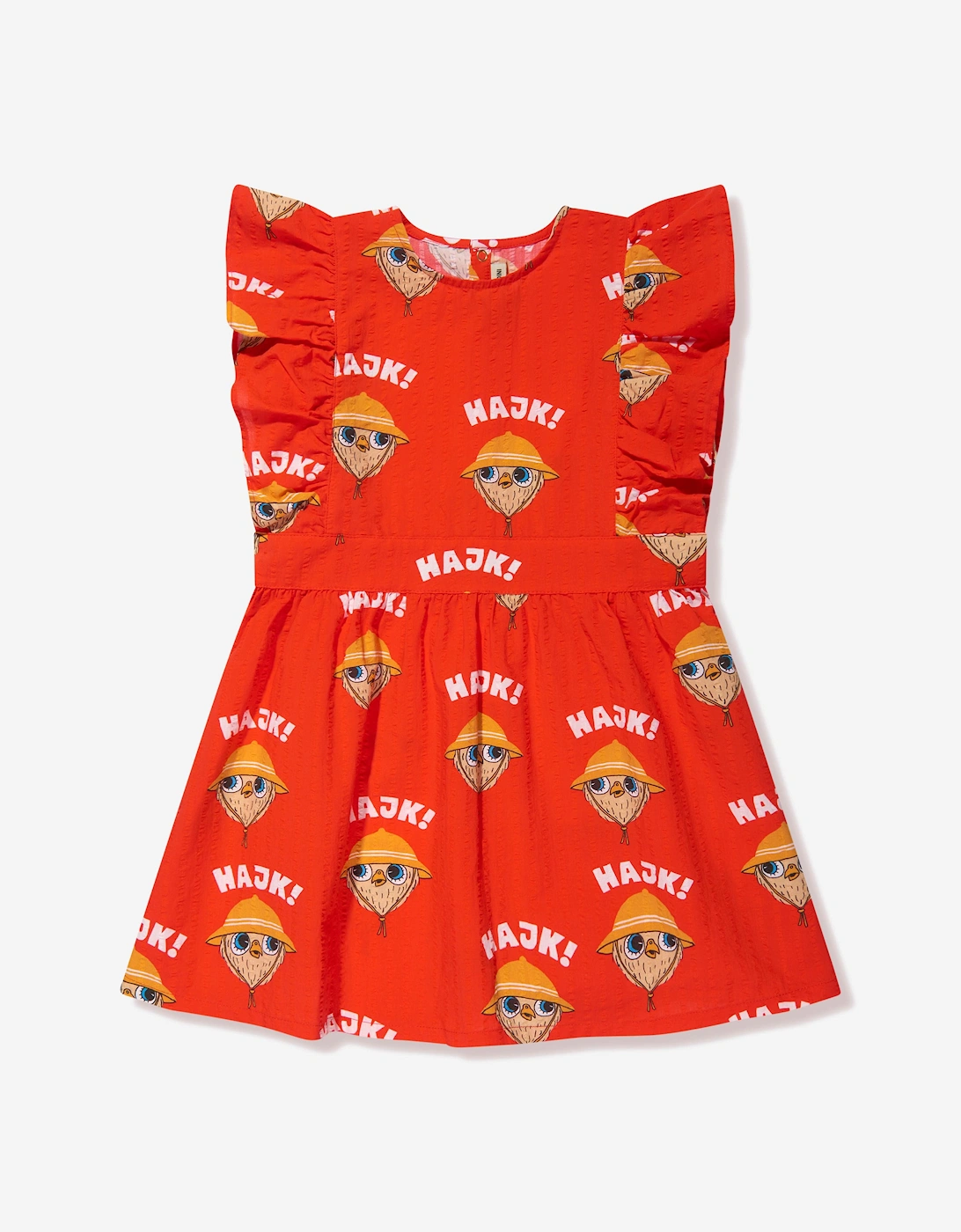 Girls Hike Woven Ruffle Dress in Red, 5 of 4