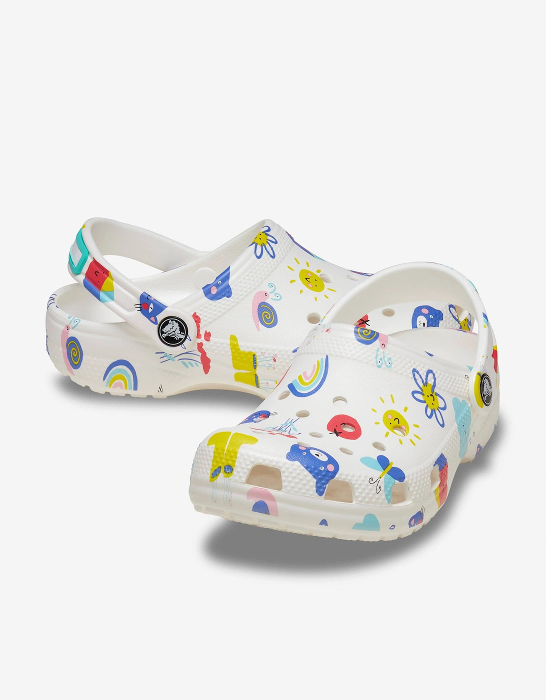 Kids Classic Doodle Print Clog in White