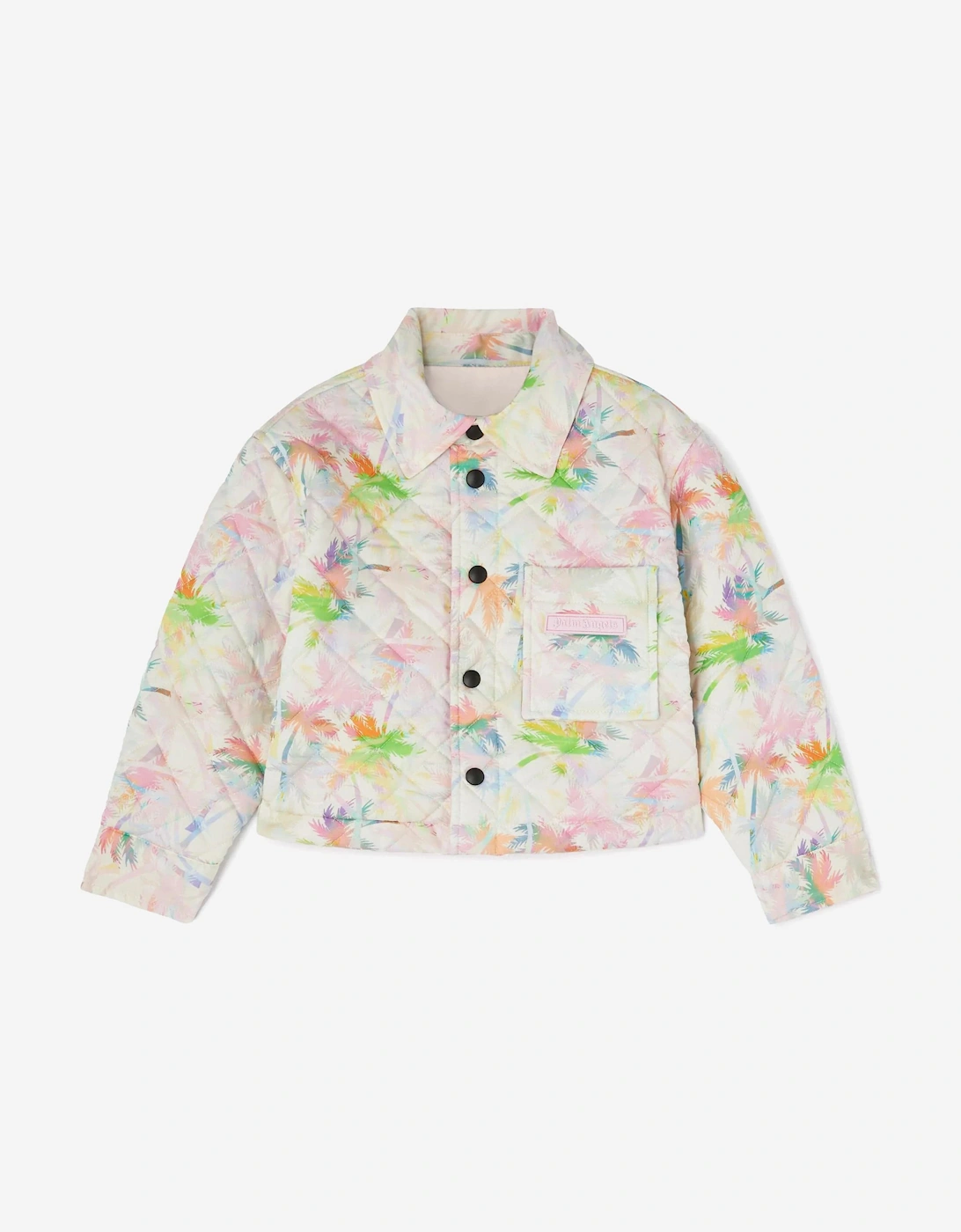 Girls AOP Palms Padded Jacket in Ivory, 6 of 5