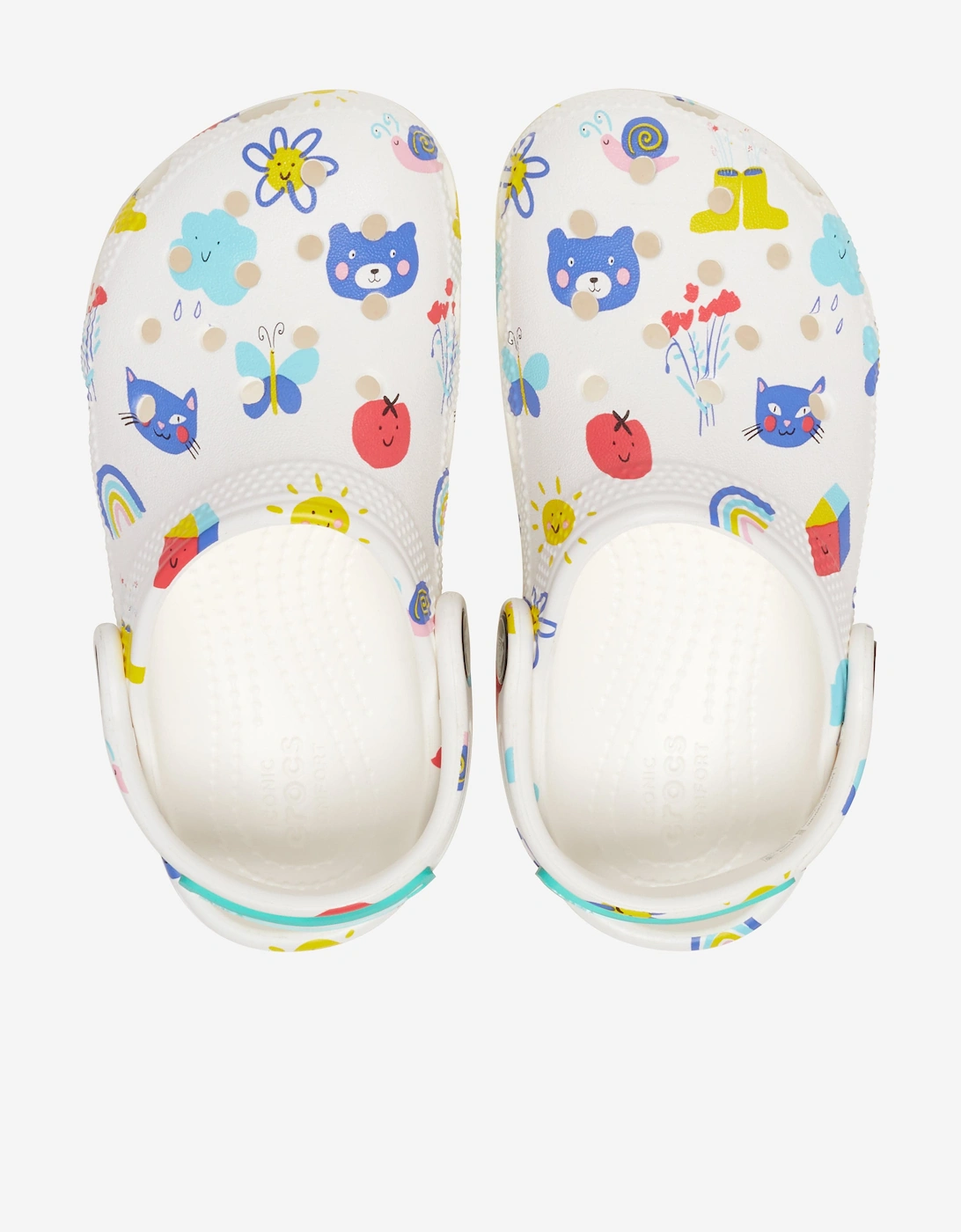 Kids Classic Doodle Print Clog in White