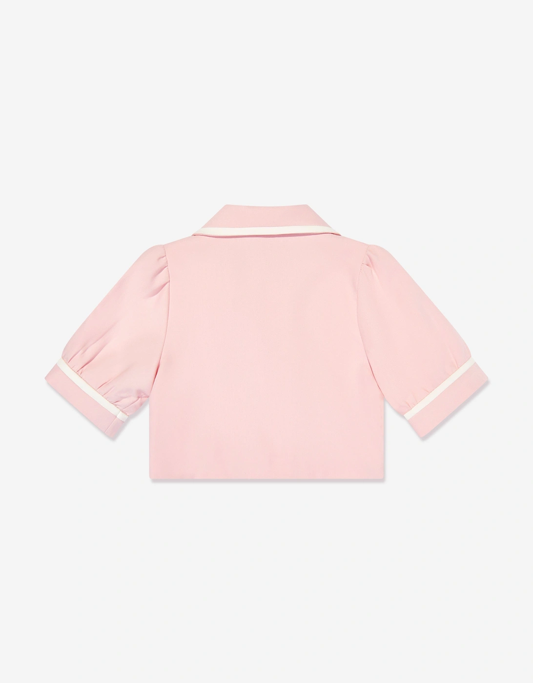 Girls Contrast Stitch Crop Bolero in Pink