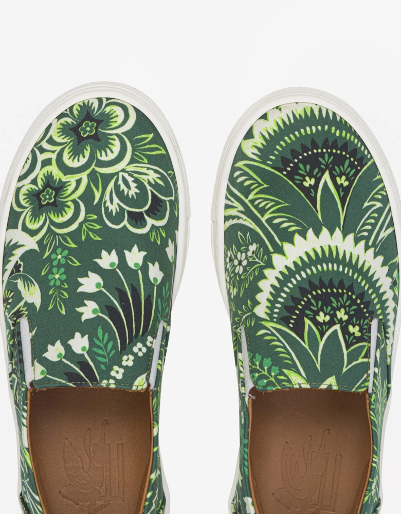 Boys Floral Paisley Trainers in Green
