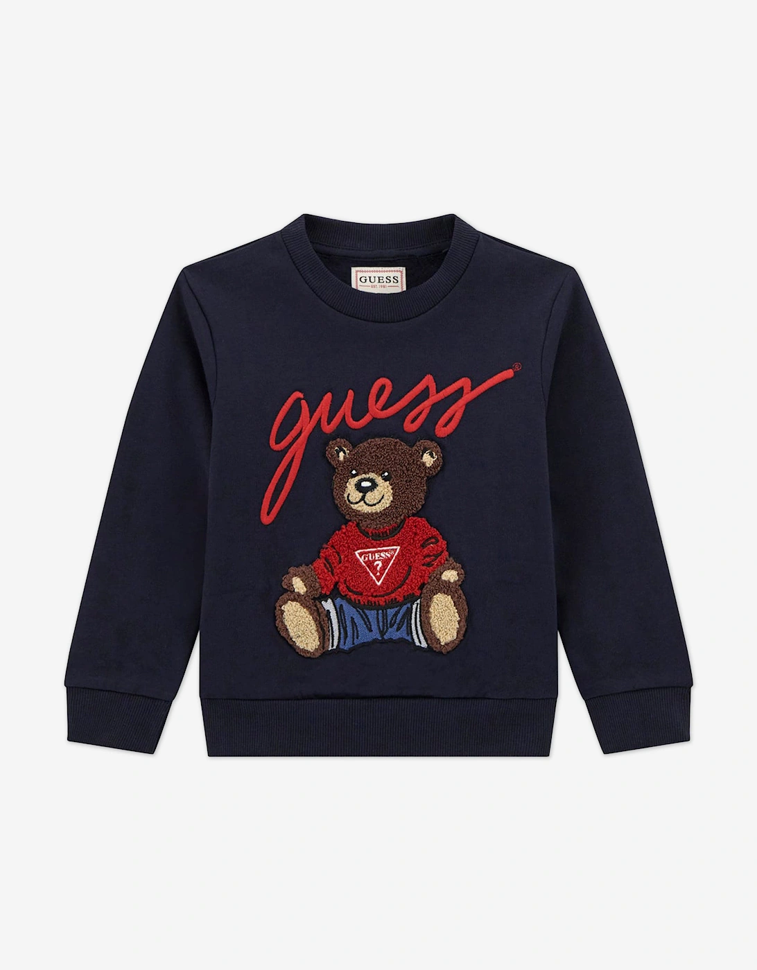 Guess Girls Navy  Teddy Bear Sweatshirt  - Size 6 Years Kids