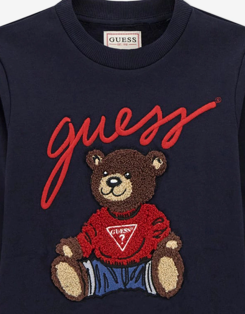 Kids Teddy Bear Sweatshirt in Navy