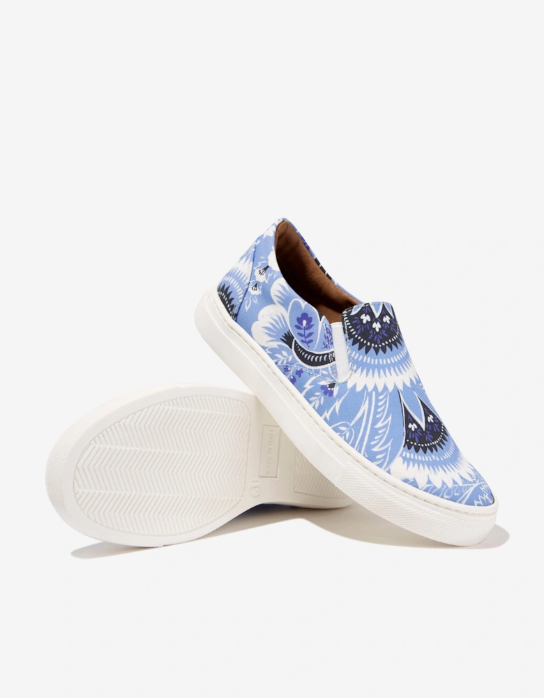 Kids Floral Paisley Trainers in Blue