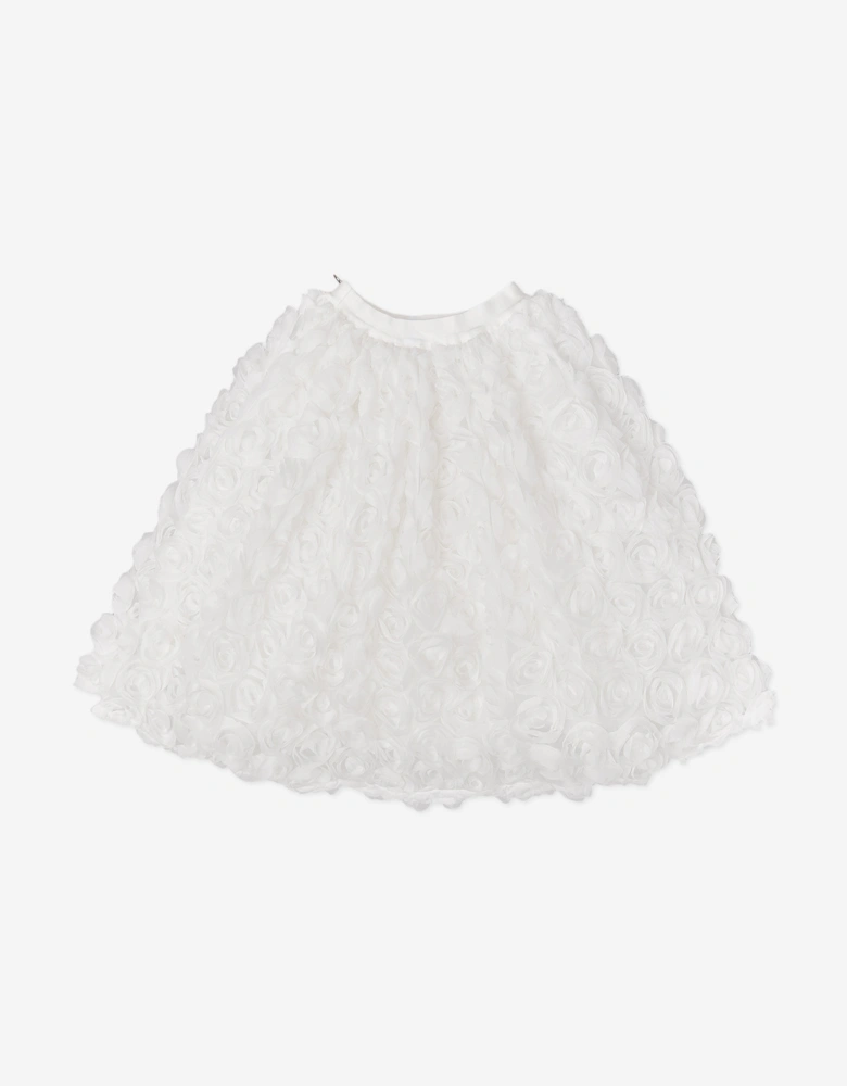 BCBGMAXAZRIA Girls All Over 3D Rose Skirt in White