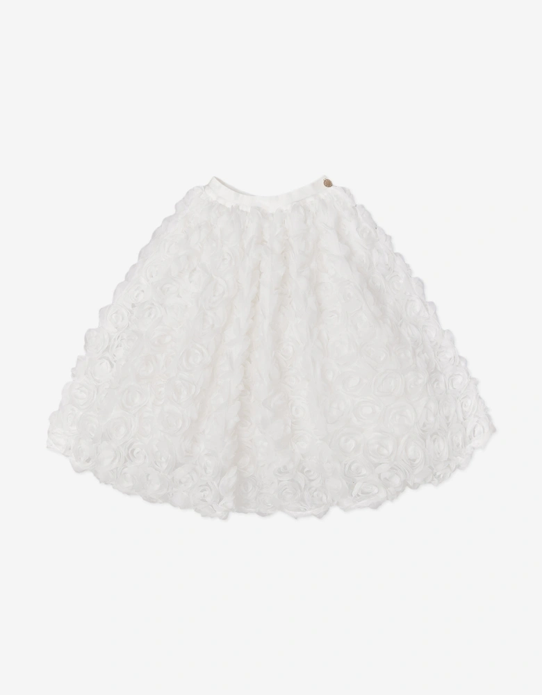 BCBGMAXAZRIA Girls All Over 3D Rose Skirt in White