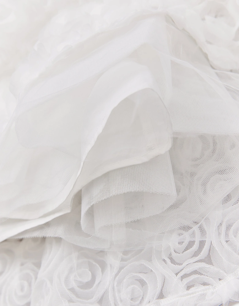 BCBGMAXAZRIA Girls All Over 3D Rose Skirt in White