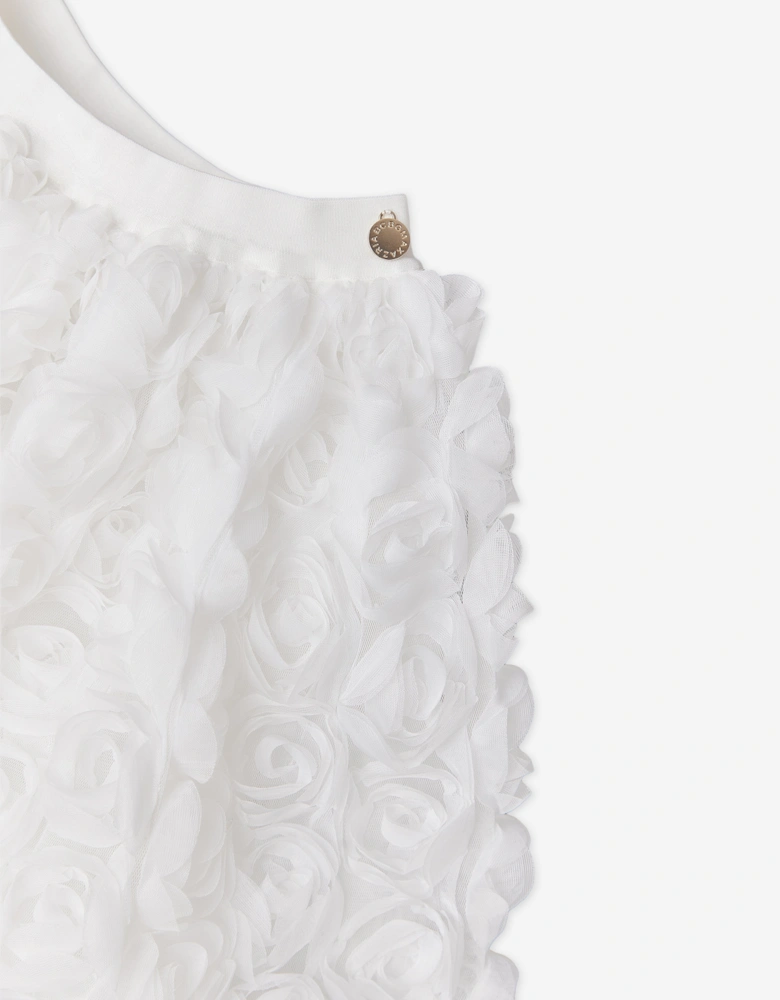 BCBGMAXAZRIA Girls All Over 3D Rose Skirt in White