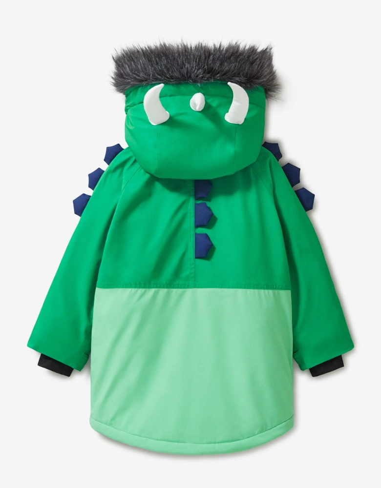 Boys Spike The Dinosaur Parka Ski Jacket in Green