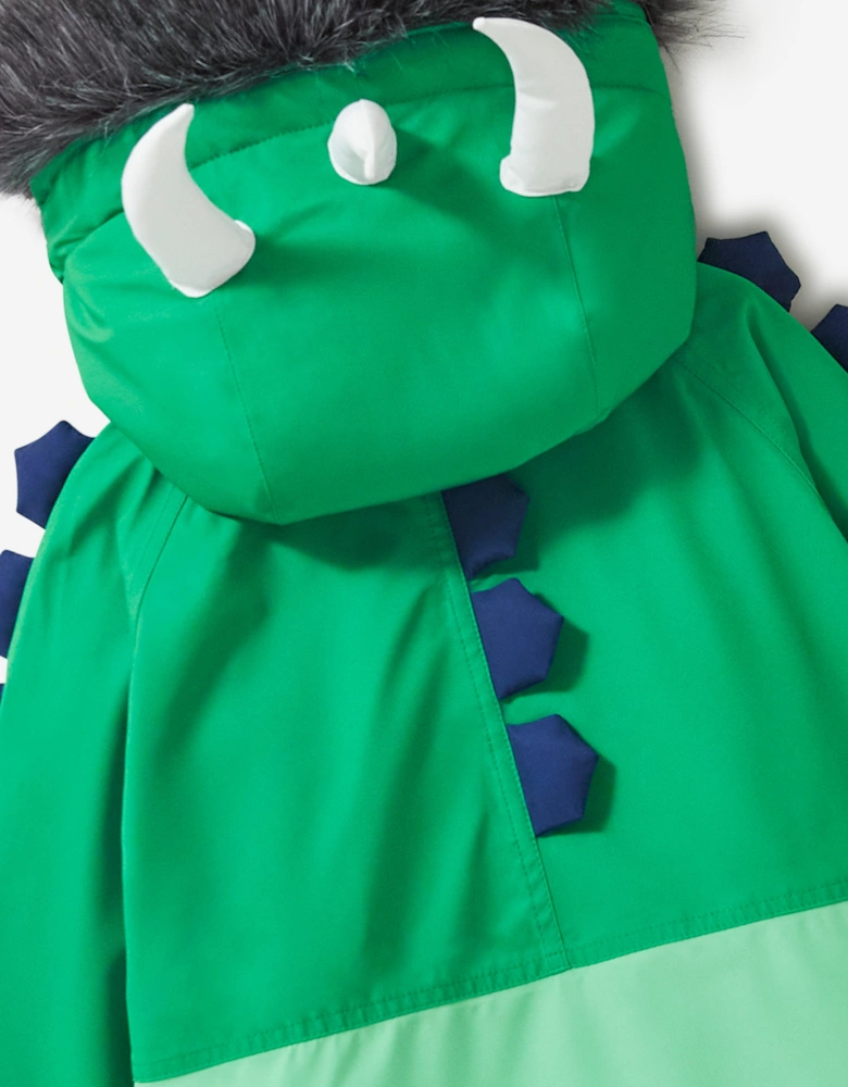 Boys Spike The Dinosaur Parka Ski Jacket in Green
