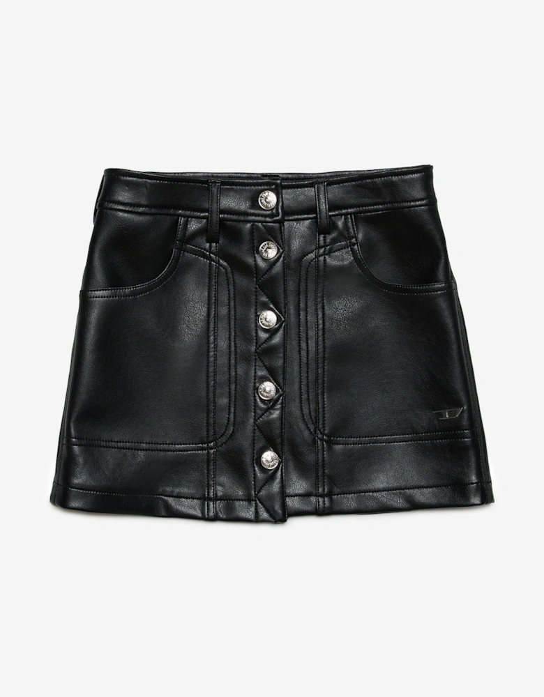 Girls Faux Leather Skirt in Black