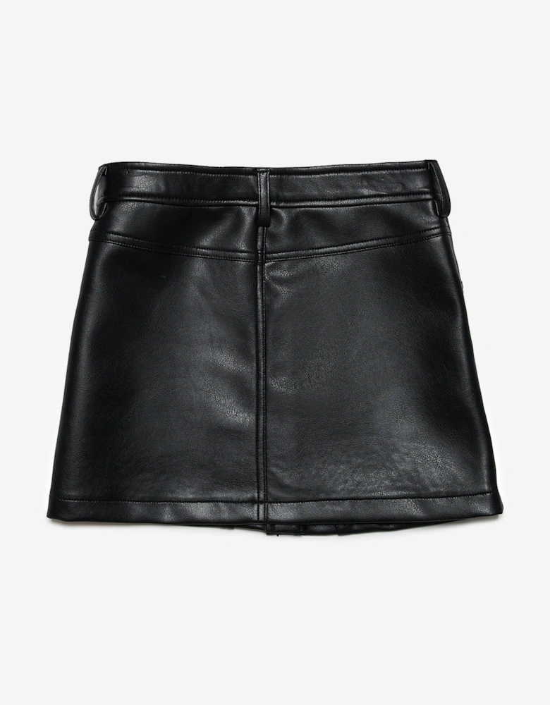 Girls Faux Leather Skirt in Black