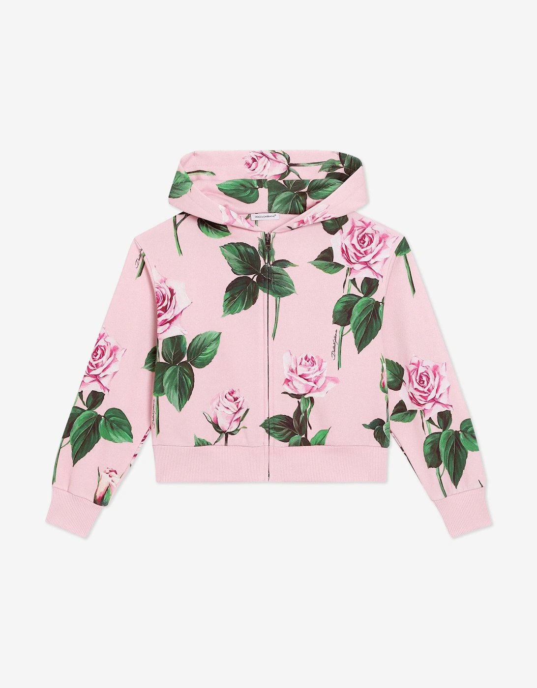 Girls Rose Print Zip Up Top in Pink, 6 of 5