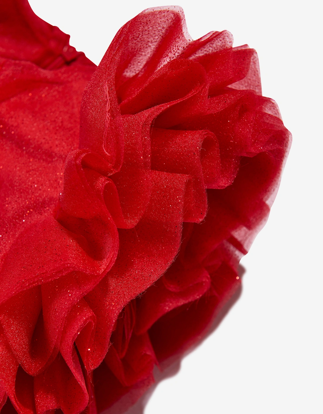 Girls Puffy Sleeves Tulle Dress in Red