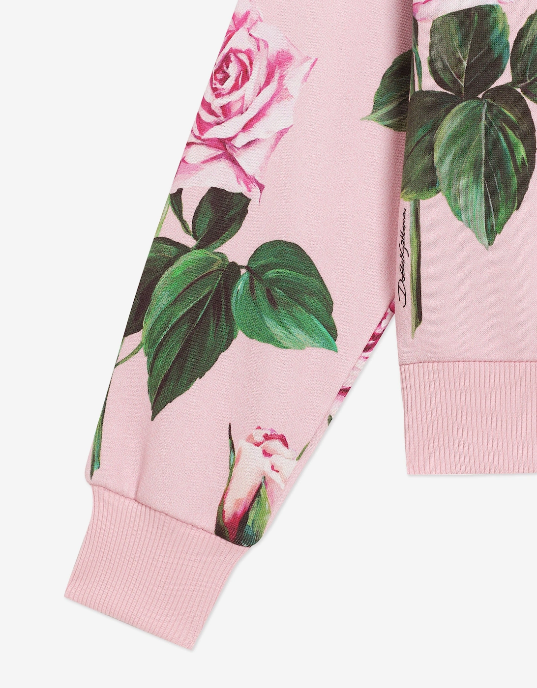 Girls Rose Print Zip Up Top in Pink