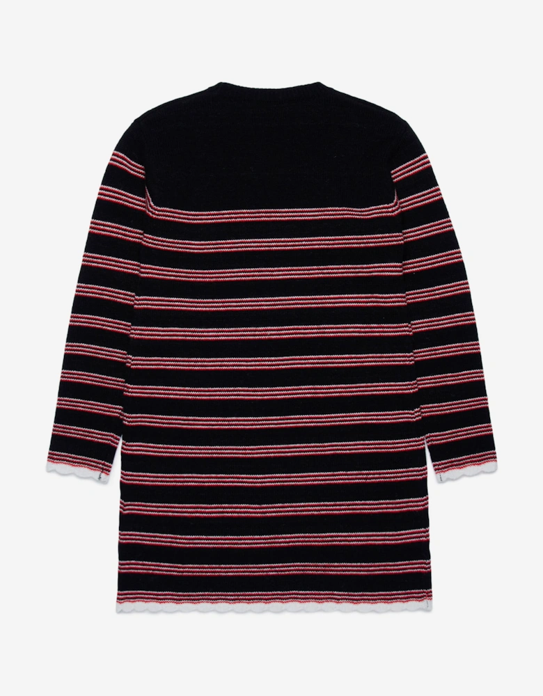 Girls Knitted Striped Dress in Black