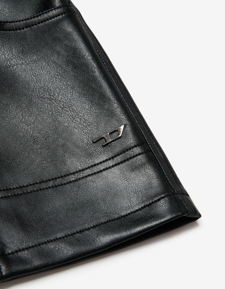 Girls Faux Leather Skirt in Black